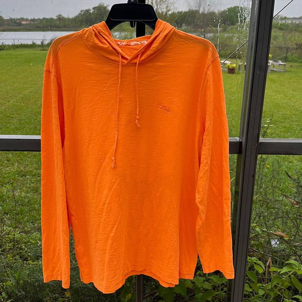 Tommy Bahama orange Lightweight Hoodie 100% cotton medium